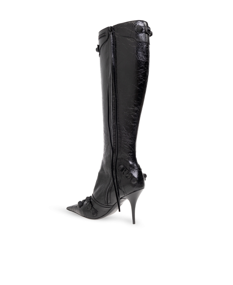 Balenciaga Cagole 90mm Leather Boots In Black