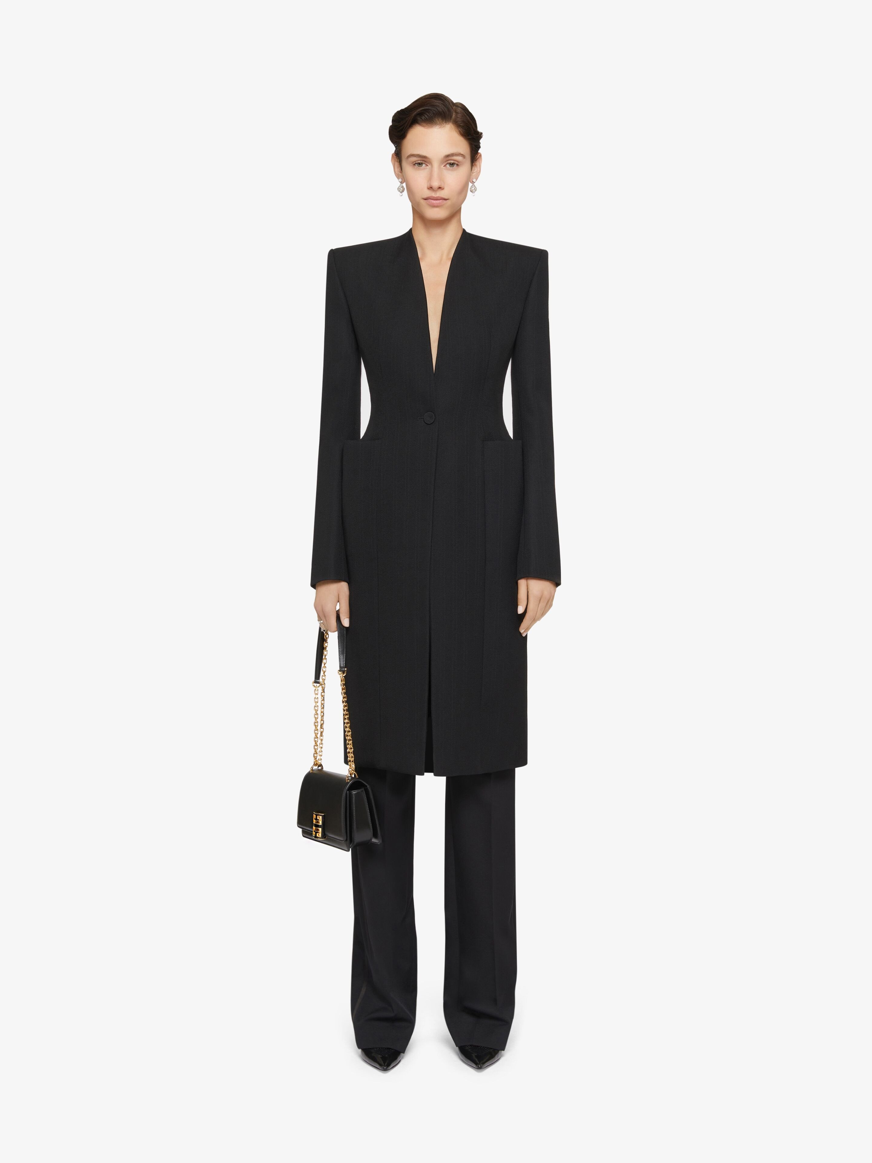 Givenchy Hourglass Wool Top Coat In Black