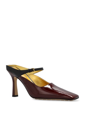Bottega Veneta Square-toed High-heeled Sandals In Burgundy