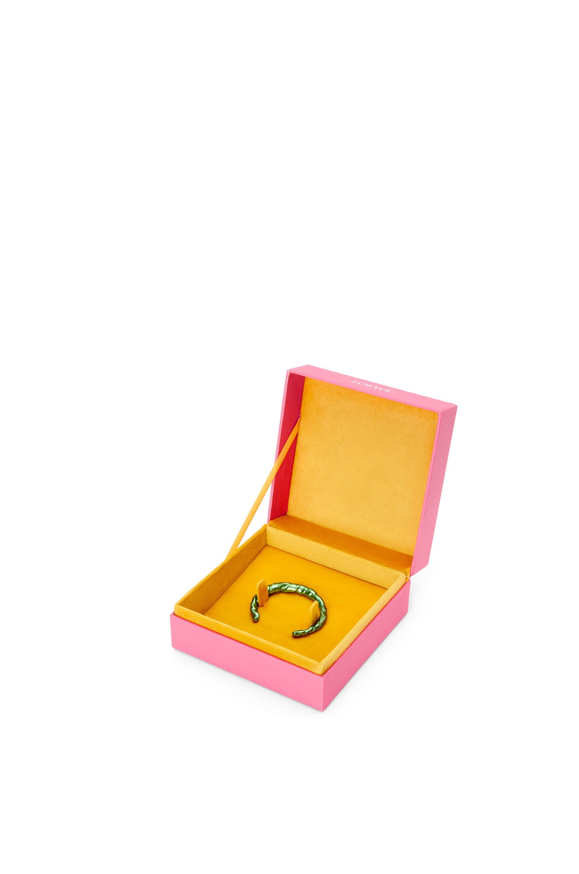Loewe Twisted Metallic Open Cuff Bracelet In Green
