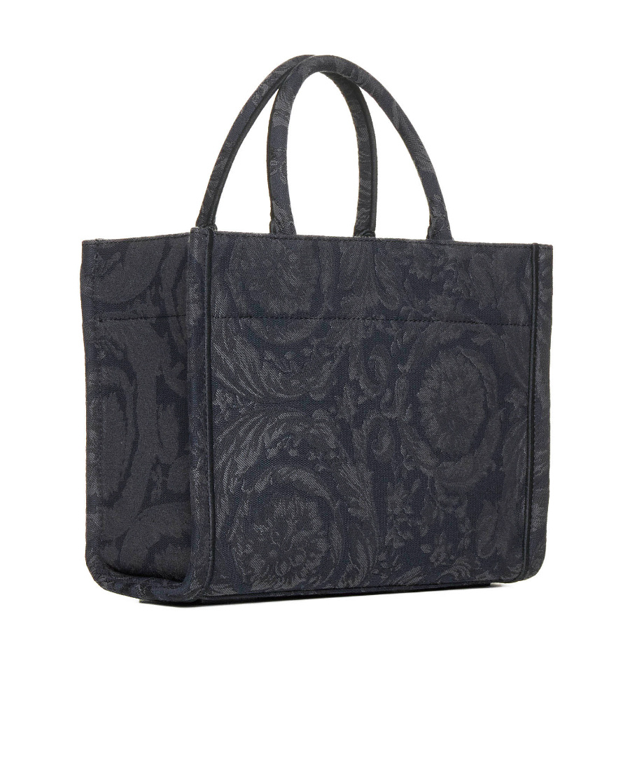 Versace Small Barocco Athena Tote Bag In Black