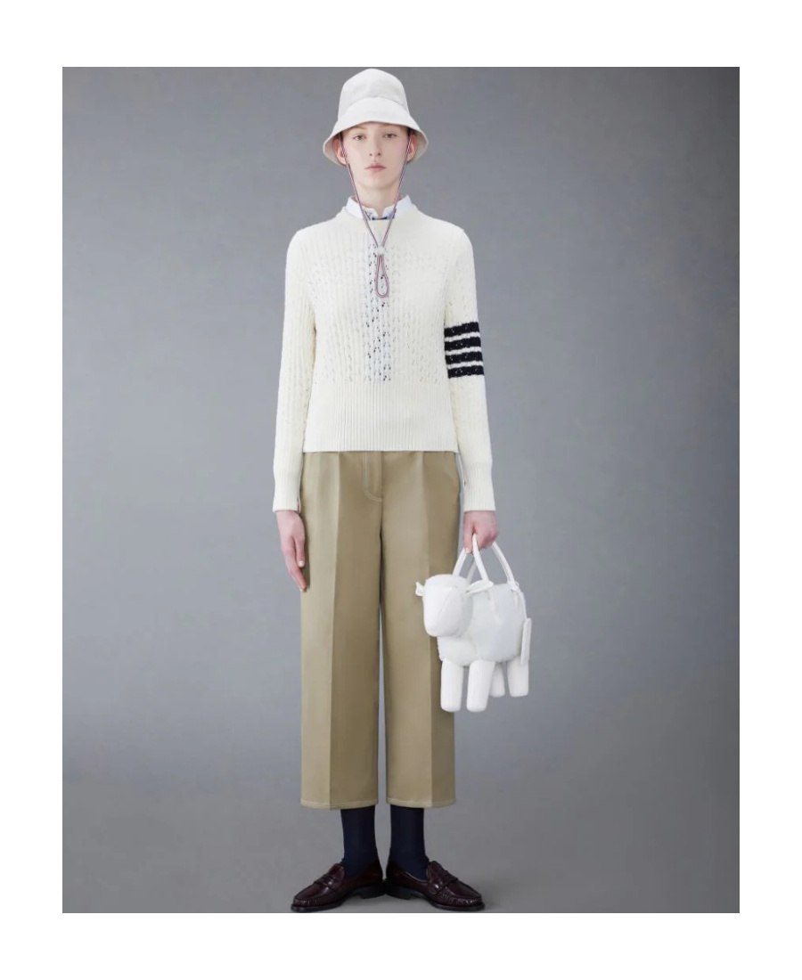 Shop Thom Browne Pleated Cropped Cotton Trousers In Gray