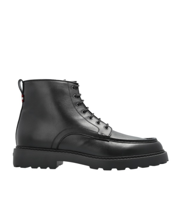 Bally Lace-up Leather Biker Boots In Black