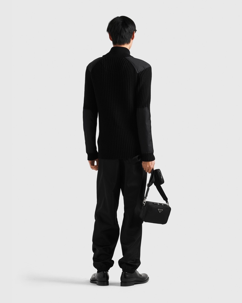 Prada Wool And Cashmere Cardigan With Re-nylon Details In Black