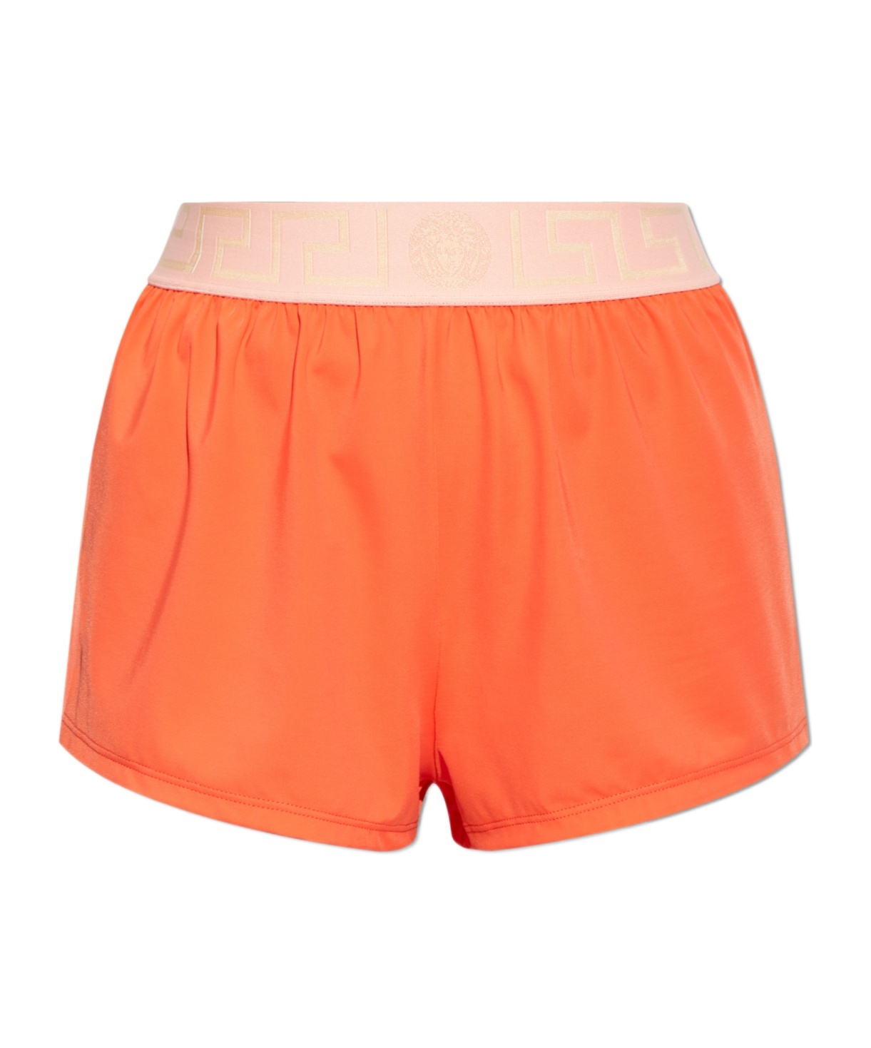 Versace Medusa-waistband Swim Shorts In Orange