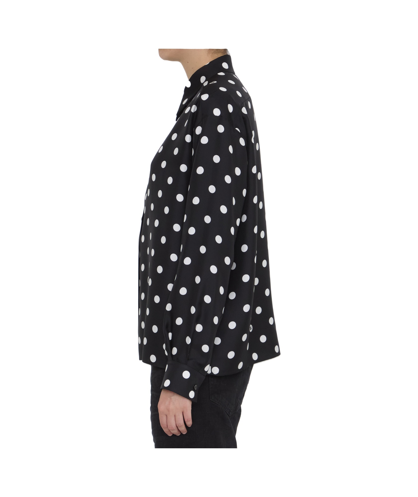 Shop Dolce & Gabbana Polka-dot Silk Shirt In Black