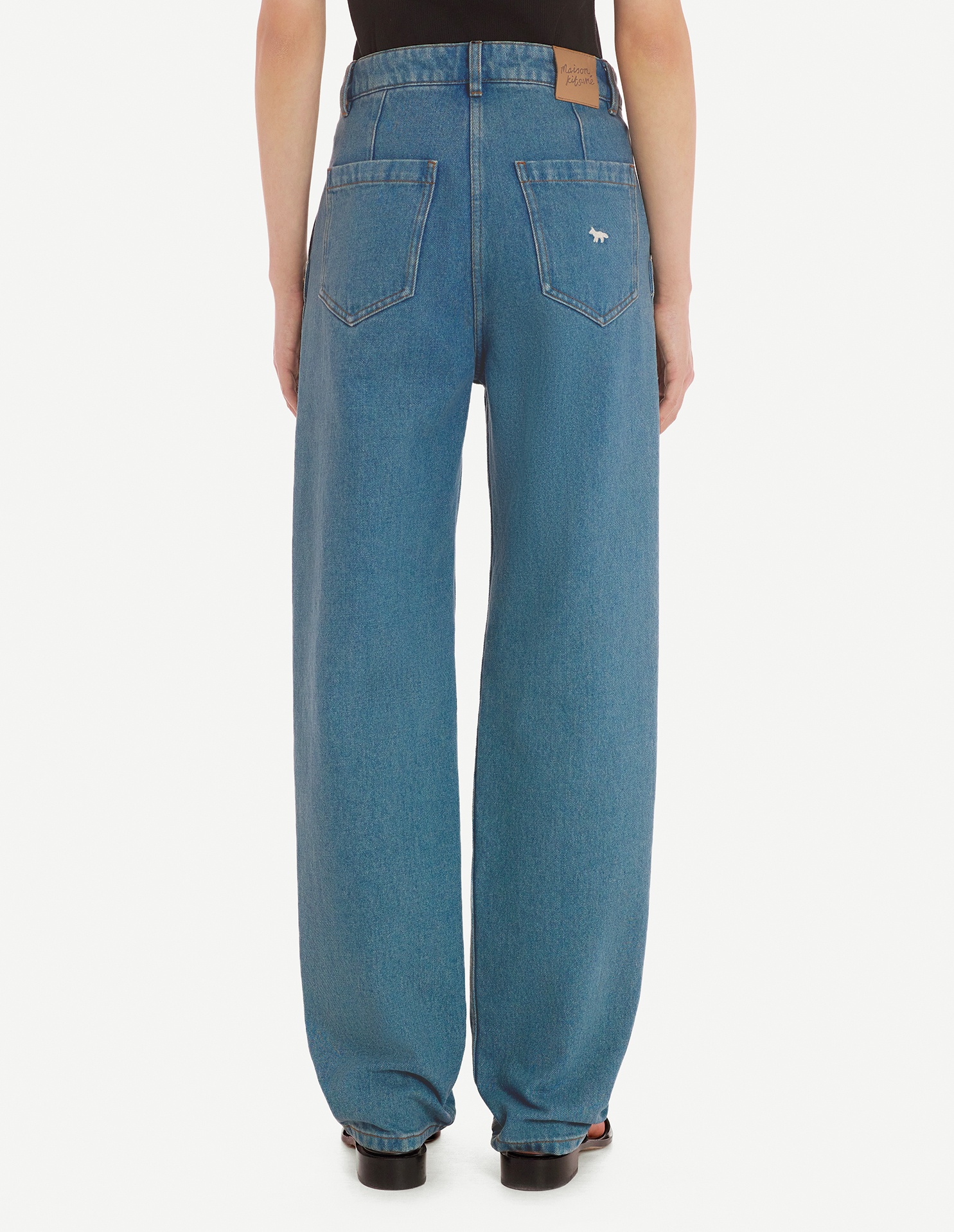 Shop Maison Kitsuné Belt-loop Jeans In Blue