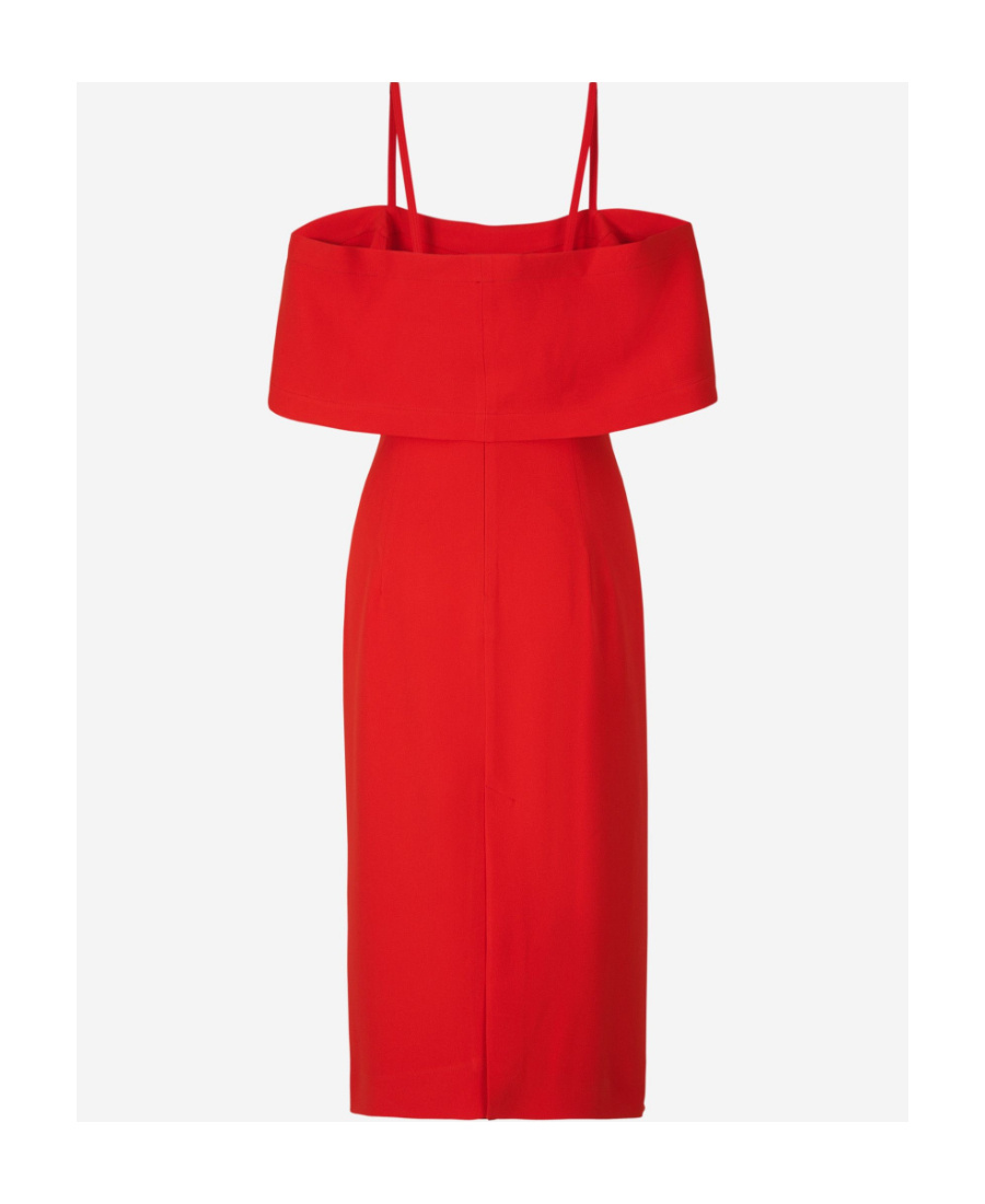 Victoria Beckham Off Shoulder Bandeau Midi Dress In Red