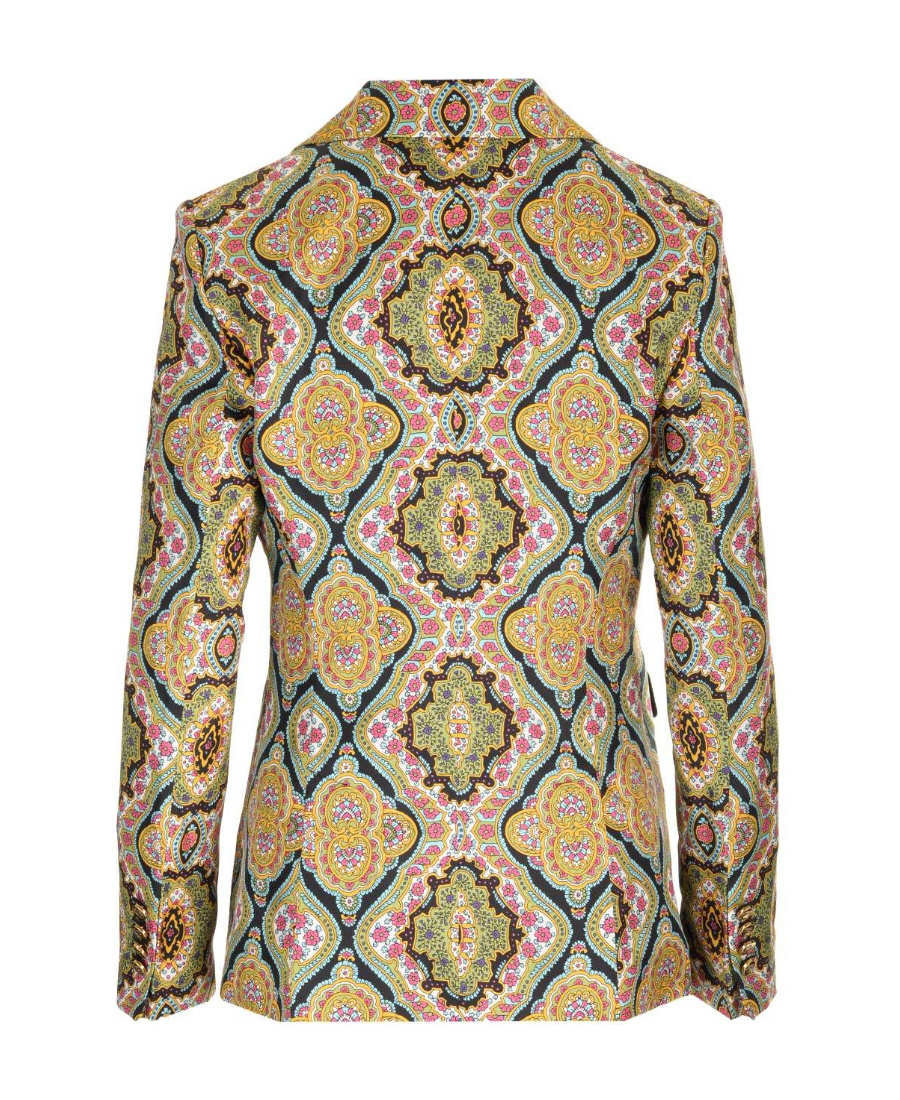 Etro Medallion-print Silk Single-breasted Blazer Jacket In Green