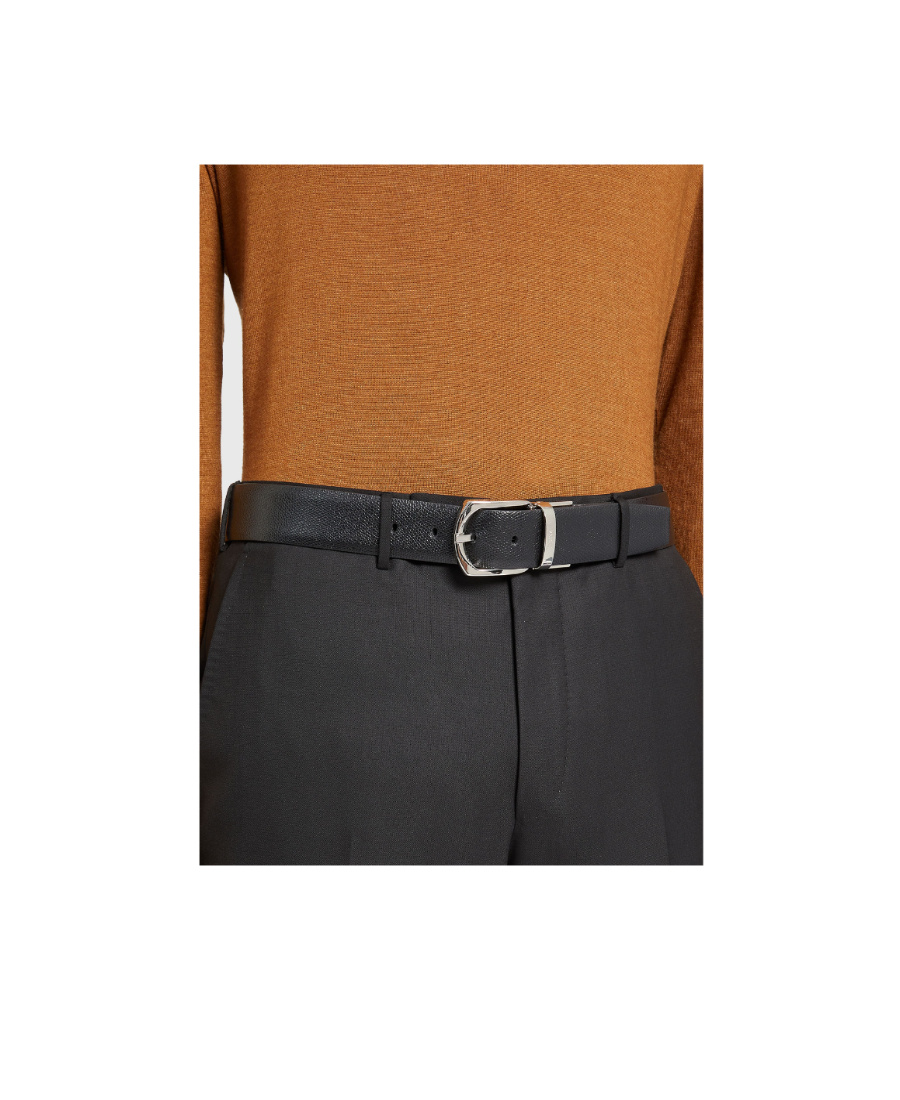 Zegna Black Alpina Engraved Leather And Leather Reversible Belt In Black