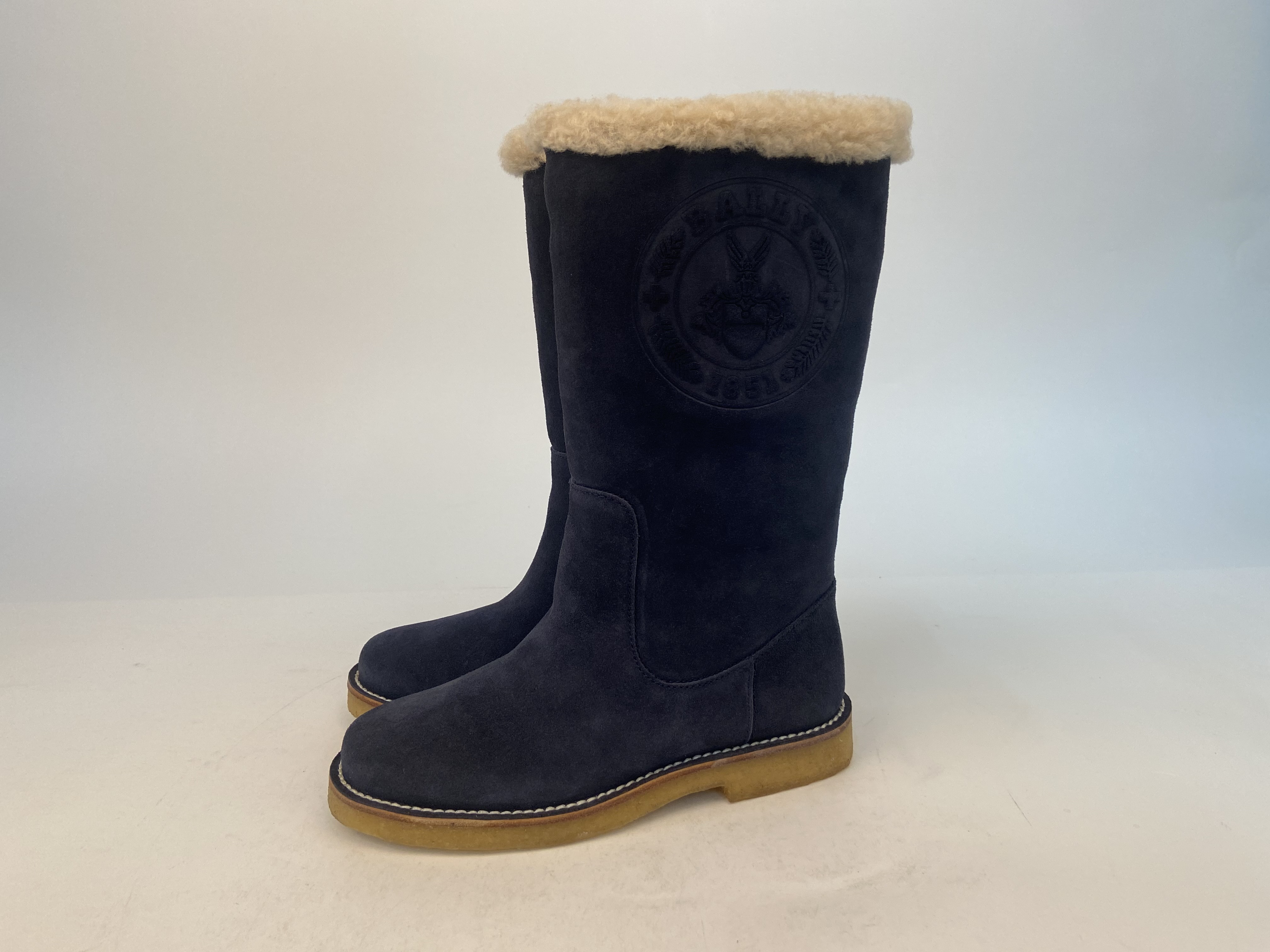 BALLY NAVY BLUE LOGO BOOTS