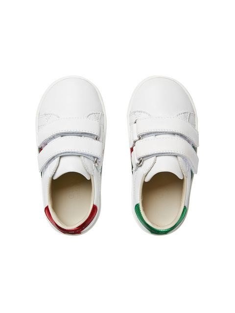 Shop Gucci Toddler Leather Web Detail Sneakers In White