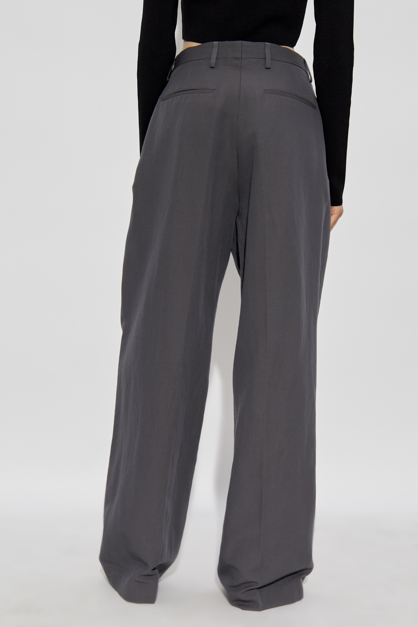 Dries Van Noten Wool Blend Wide Pants In Black