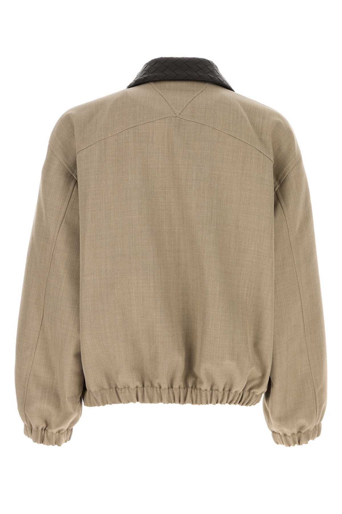 Bottega Veneta Bomber Jacket Wool Quilted Collar In Neutral