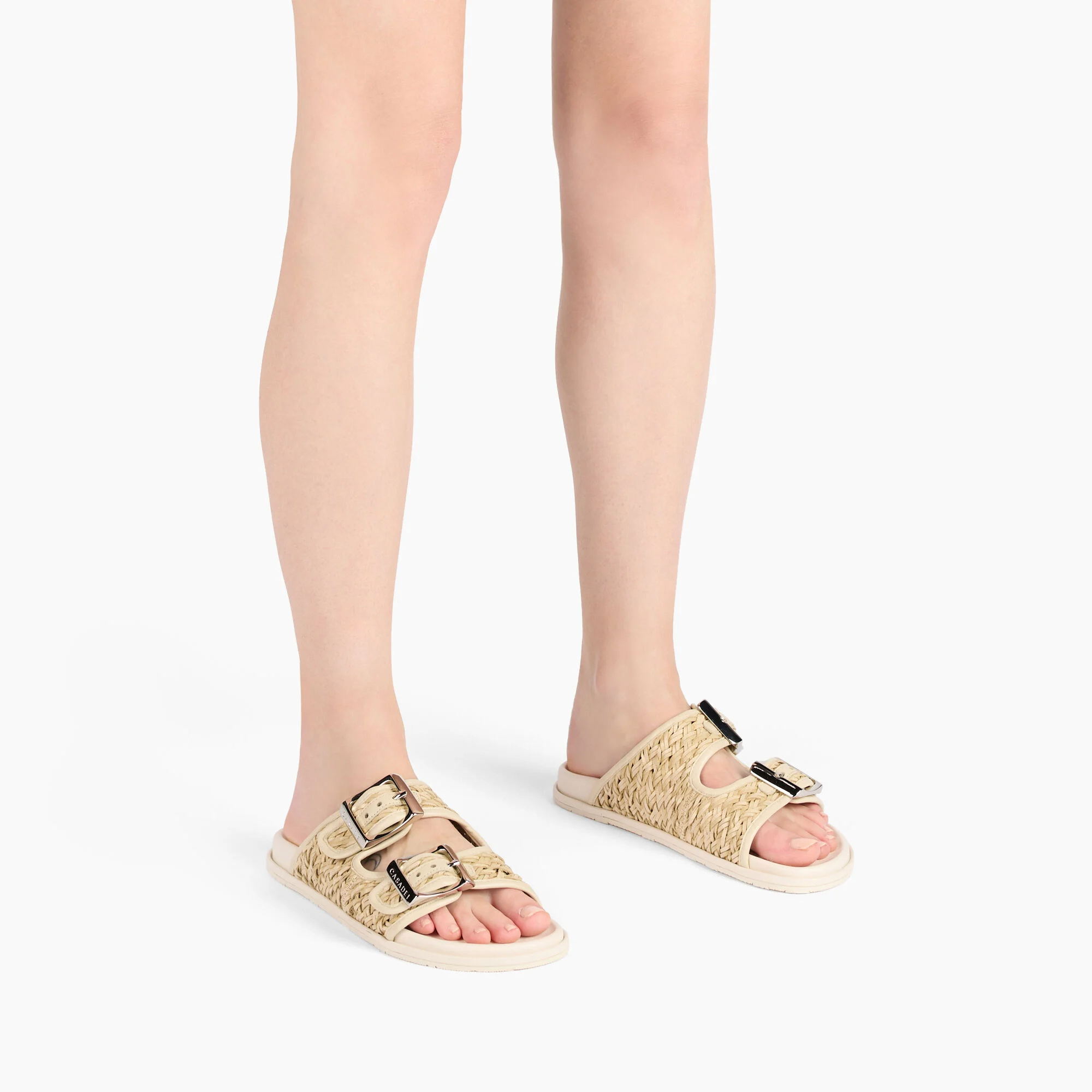 Casadei Birky Braided Sandals In Neutral