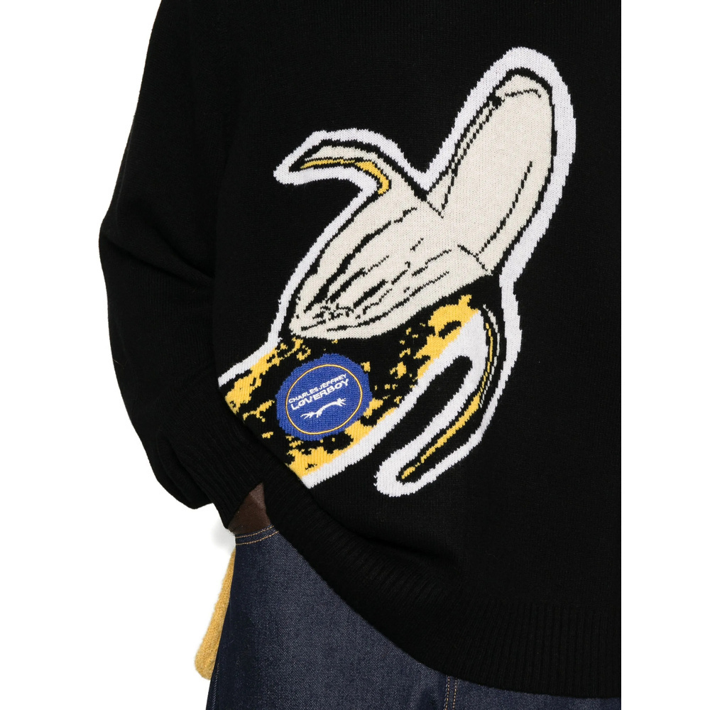 Charles Jeffrrey Loverboy Intarsia-knit Sweater In Black