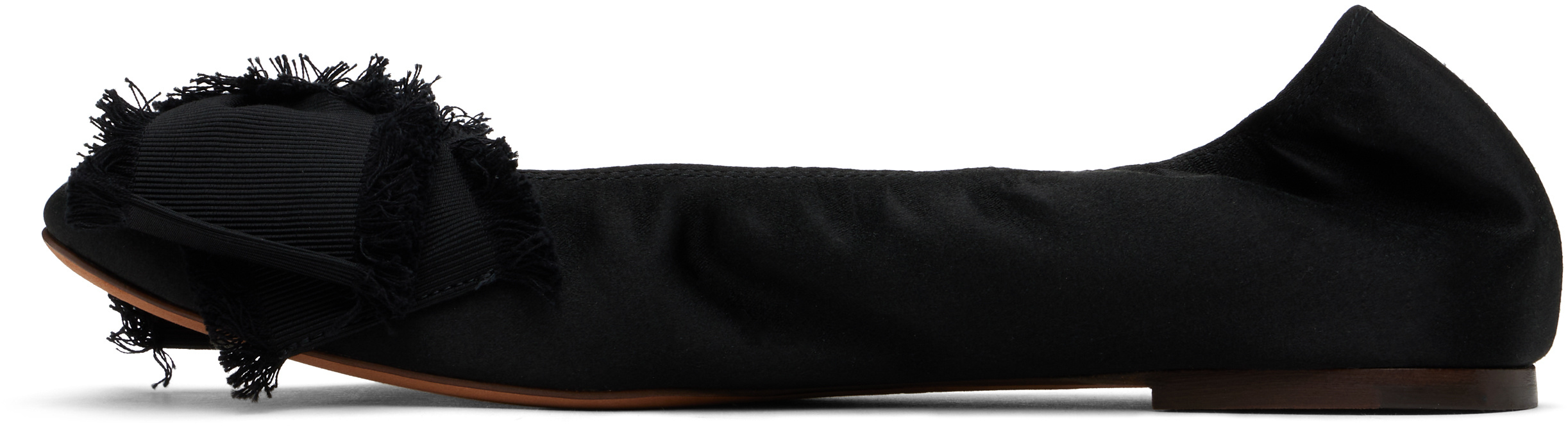 Lanvin Satin Bow Ballet Flats In Black