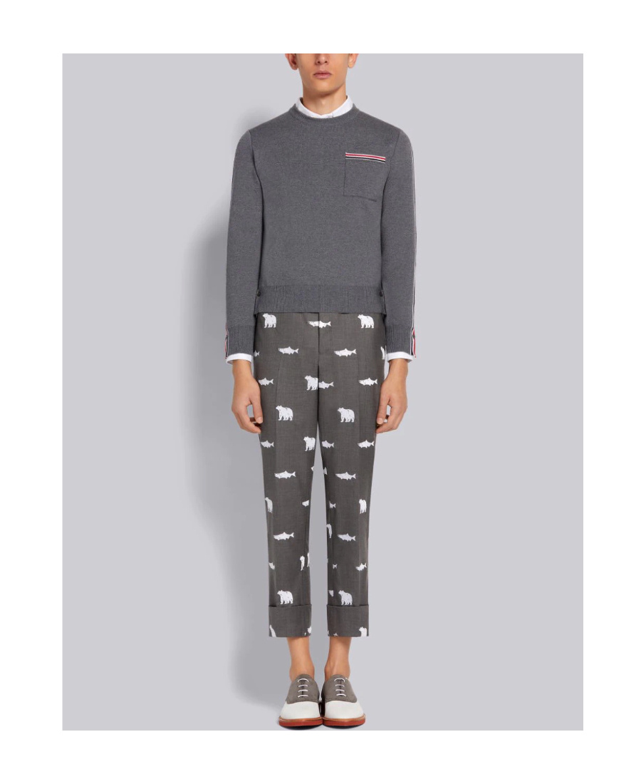 Thom Browne Round-neck Sweater In Gray