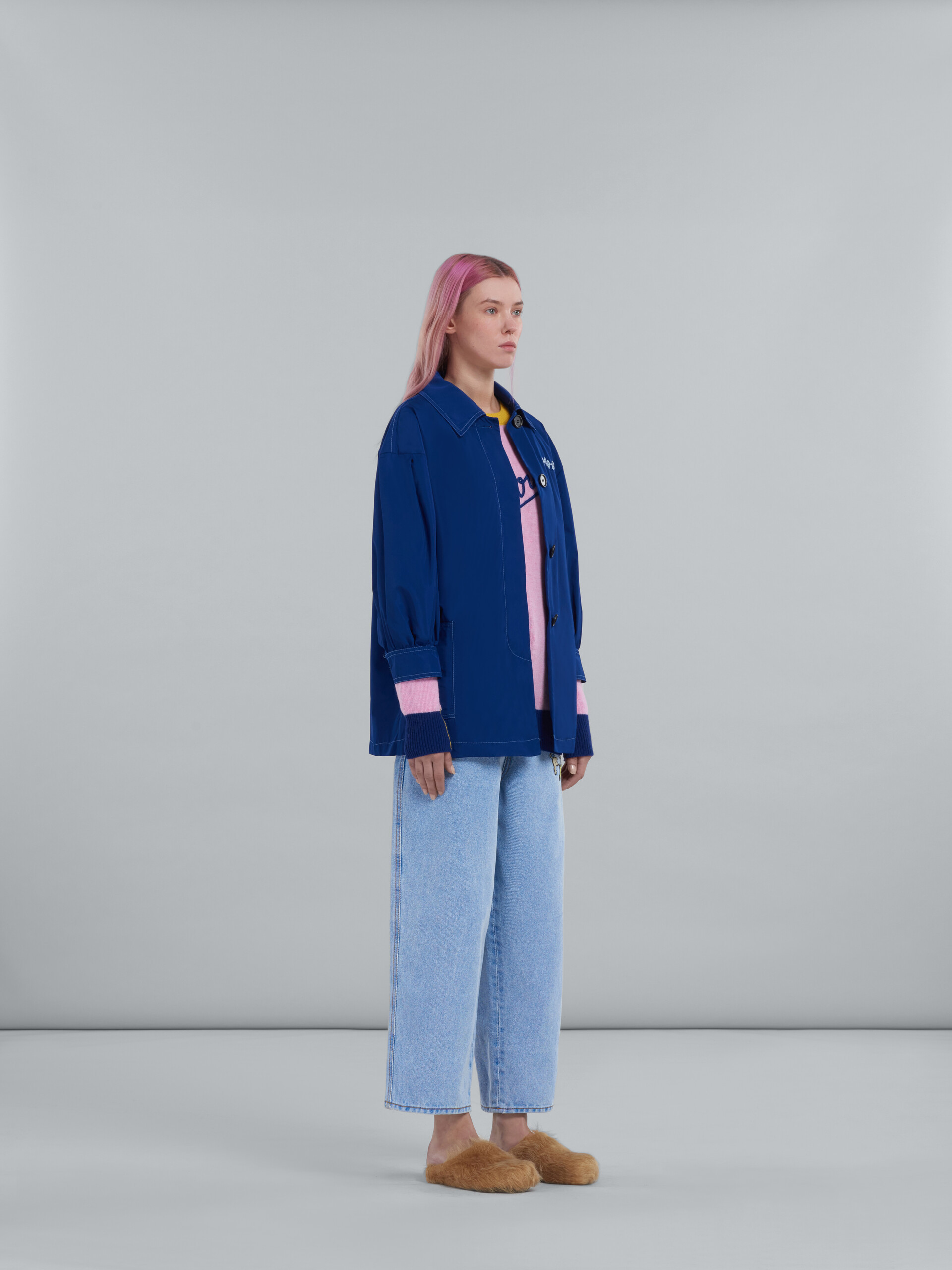 Marni Logo-embroidered Jacket In Blue