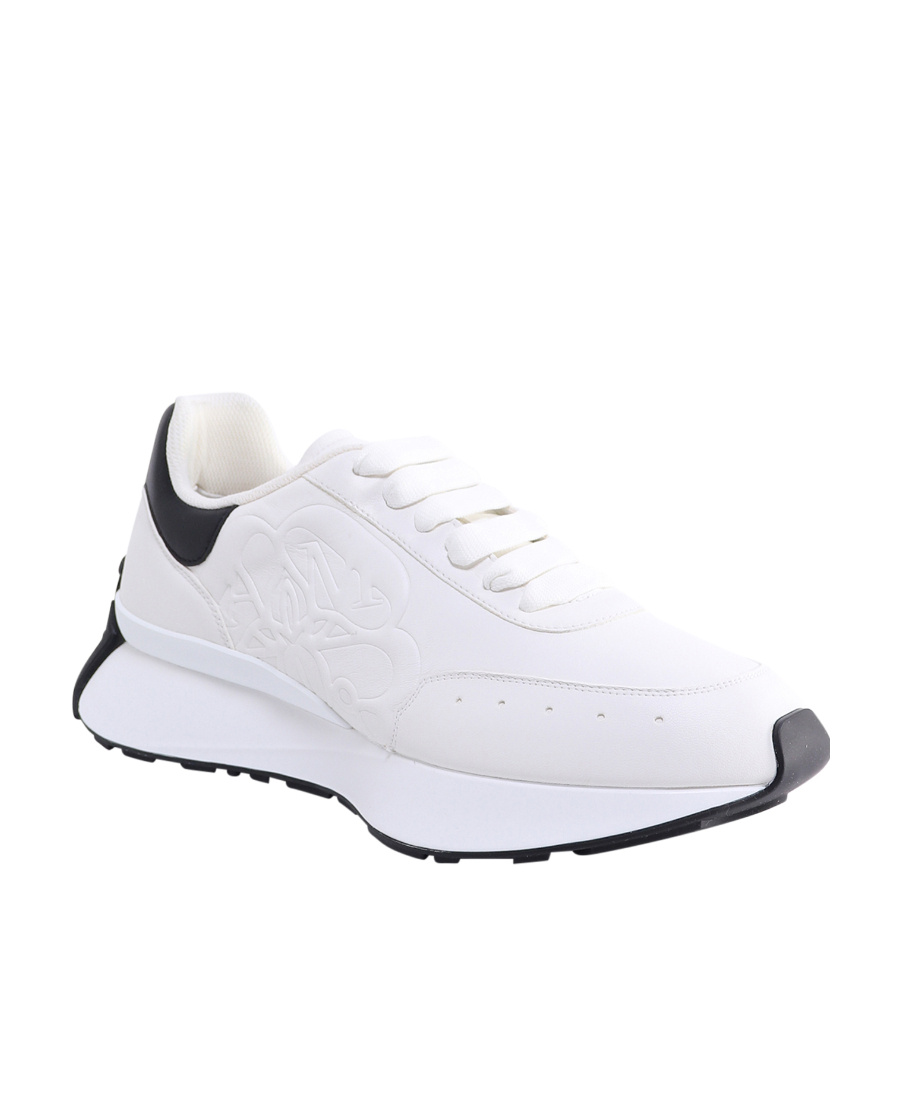 Alexander Mcqueen Calfskin Low-top Sneakers Paneled Curvy Sole In White