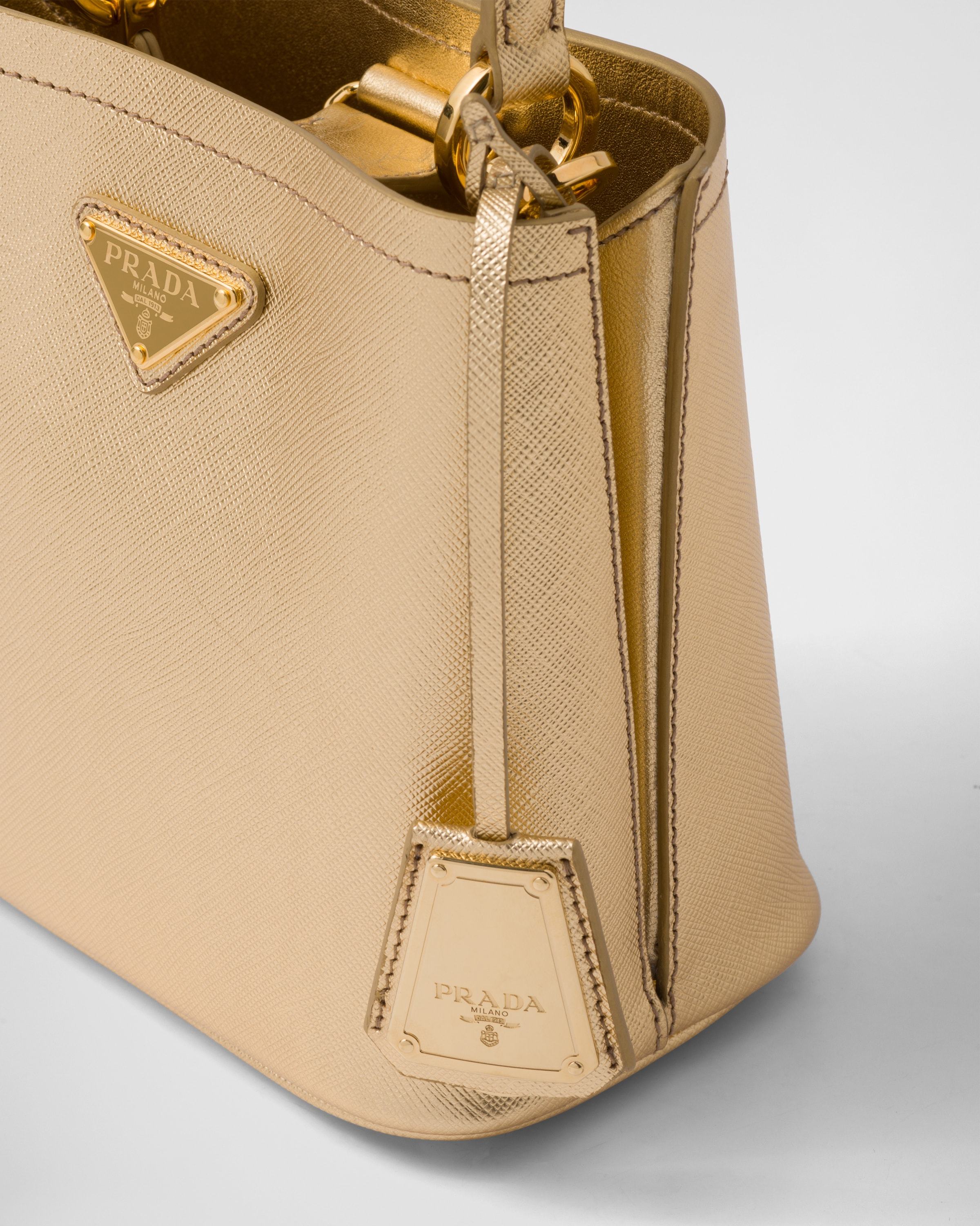 Prada Panier Saffiano Leather Mini-bag In Neutral