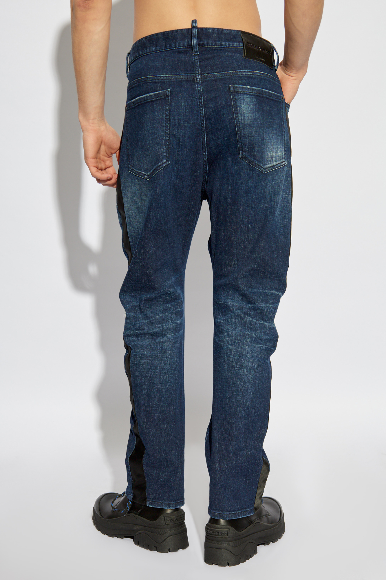 Dsquared2 Distressed Straight Jeans In Blue