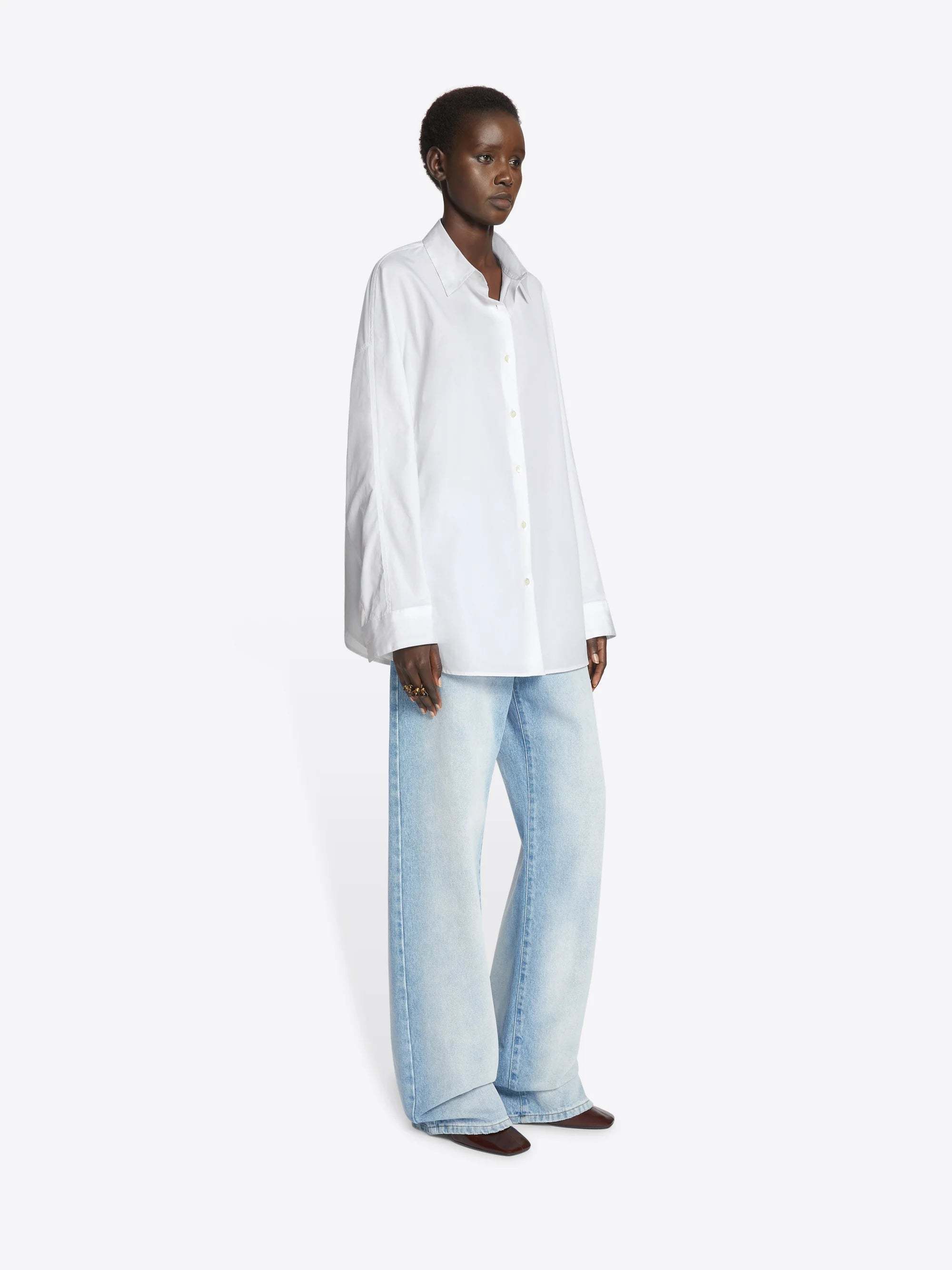 Shop Dries Van Noten Lapel Long-sleeved Shirt In White