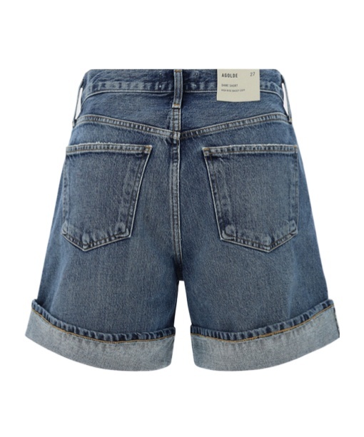 Agolde Dame Cuff Denim Short In Tension In Blue