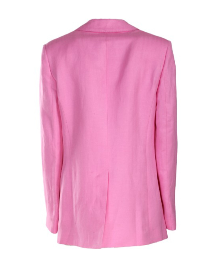 Etro Button-fastening Linen-silk Blazer In Pink