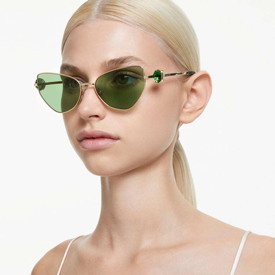 Swarovski Womens Gold Sk7003 Irregular-frame Metal Sunglasses In Green