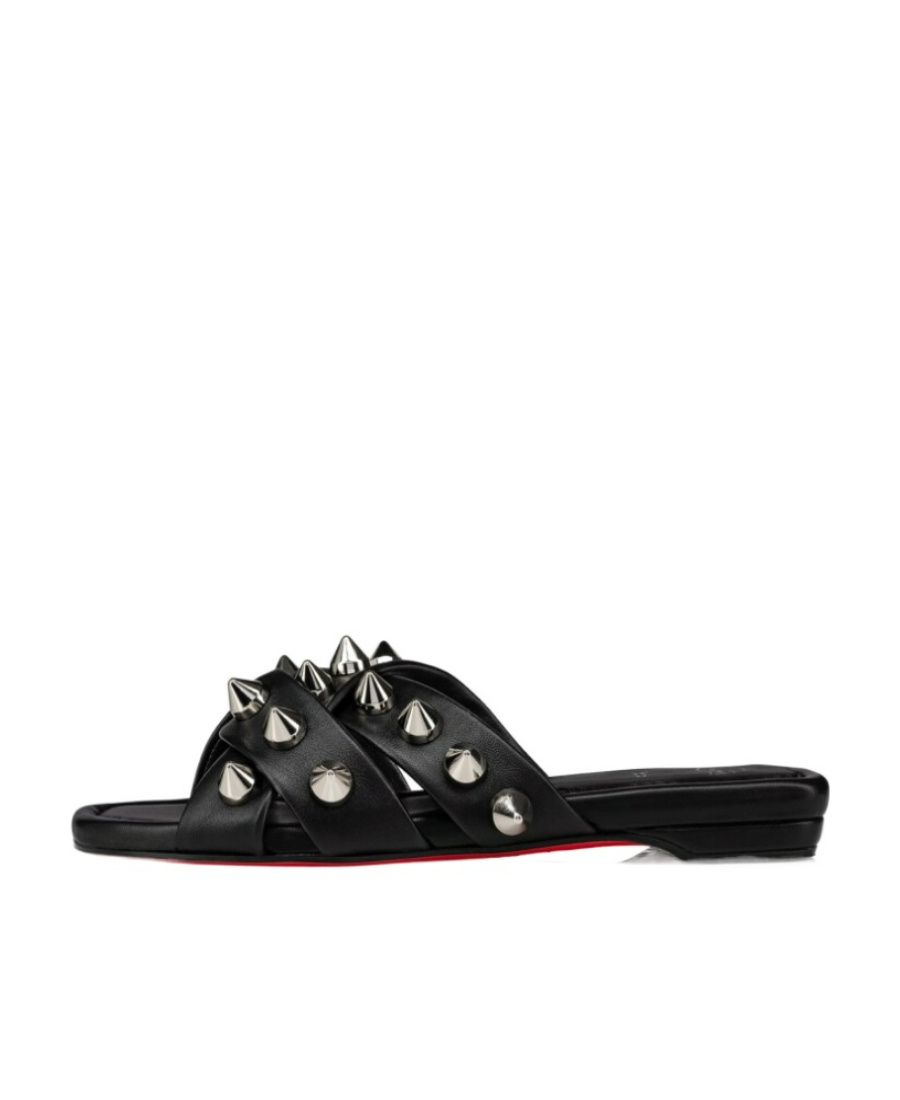 Shop Christian Louboutin Stud Embellished Open Toe Sandals In Black