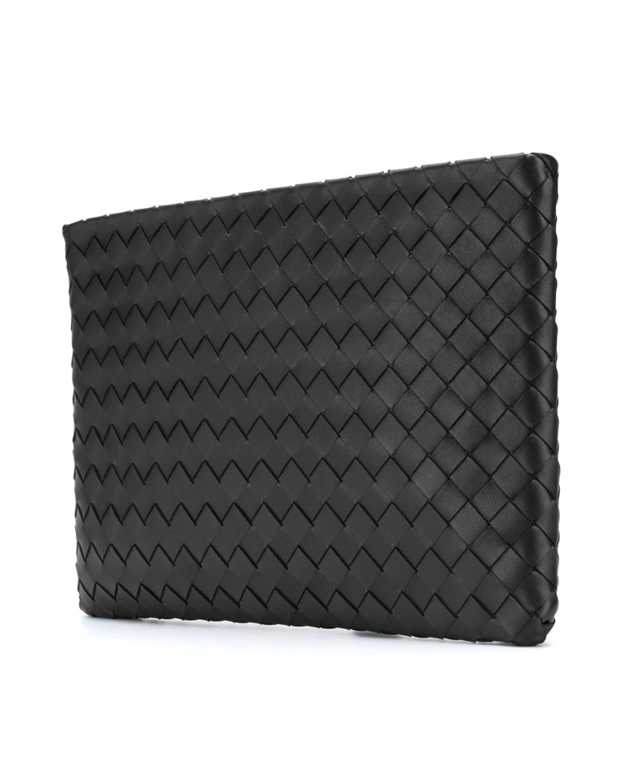 Bottega Veneta Large Intrecciato Pouch In Black