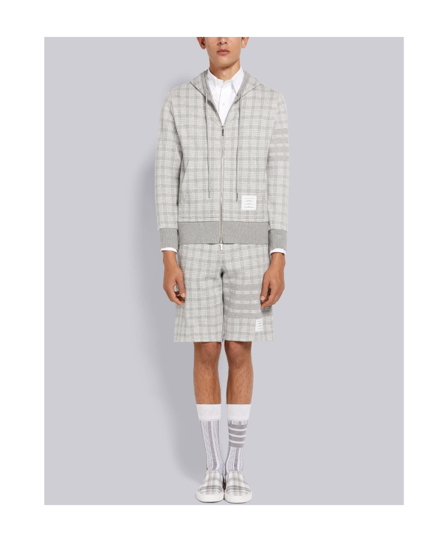 Thom Browne 4-bar Micro Check Track Shorts In White