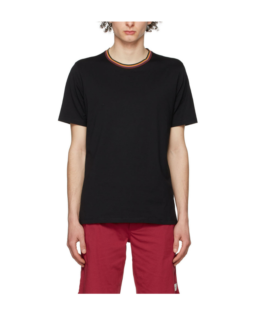 Shop Paul Smith Logo Round Collar Short-sleeved T-shirt In Black