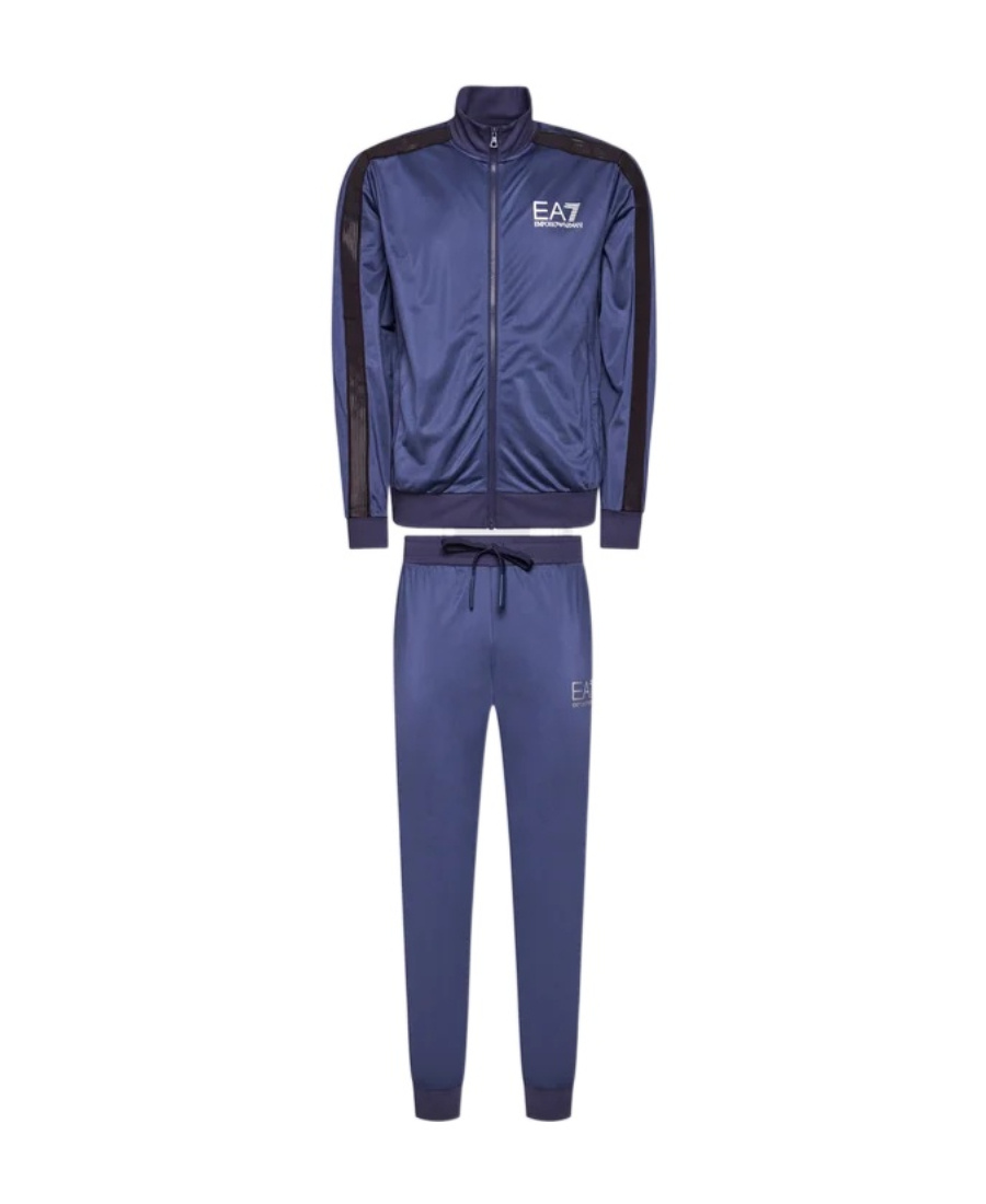 Ea7 Logo Casual Jacket And Sweatpants Set In Blue
