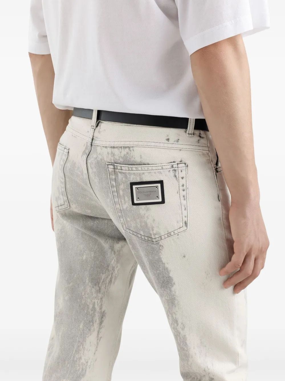 Dolce & Gabbana Belt Loop Denim Trousers In White