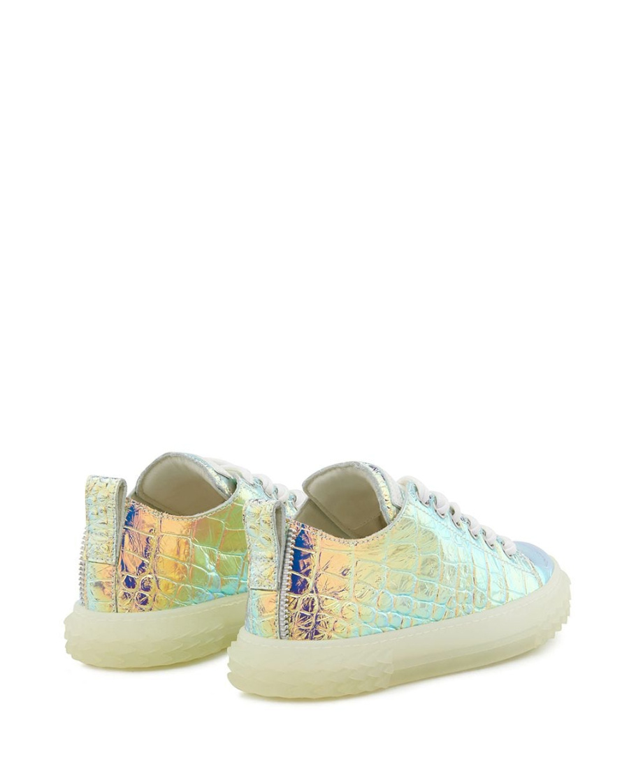 Giuseppe Zanotti Crocodile-striped Low-top Casual Sneakers In Nude