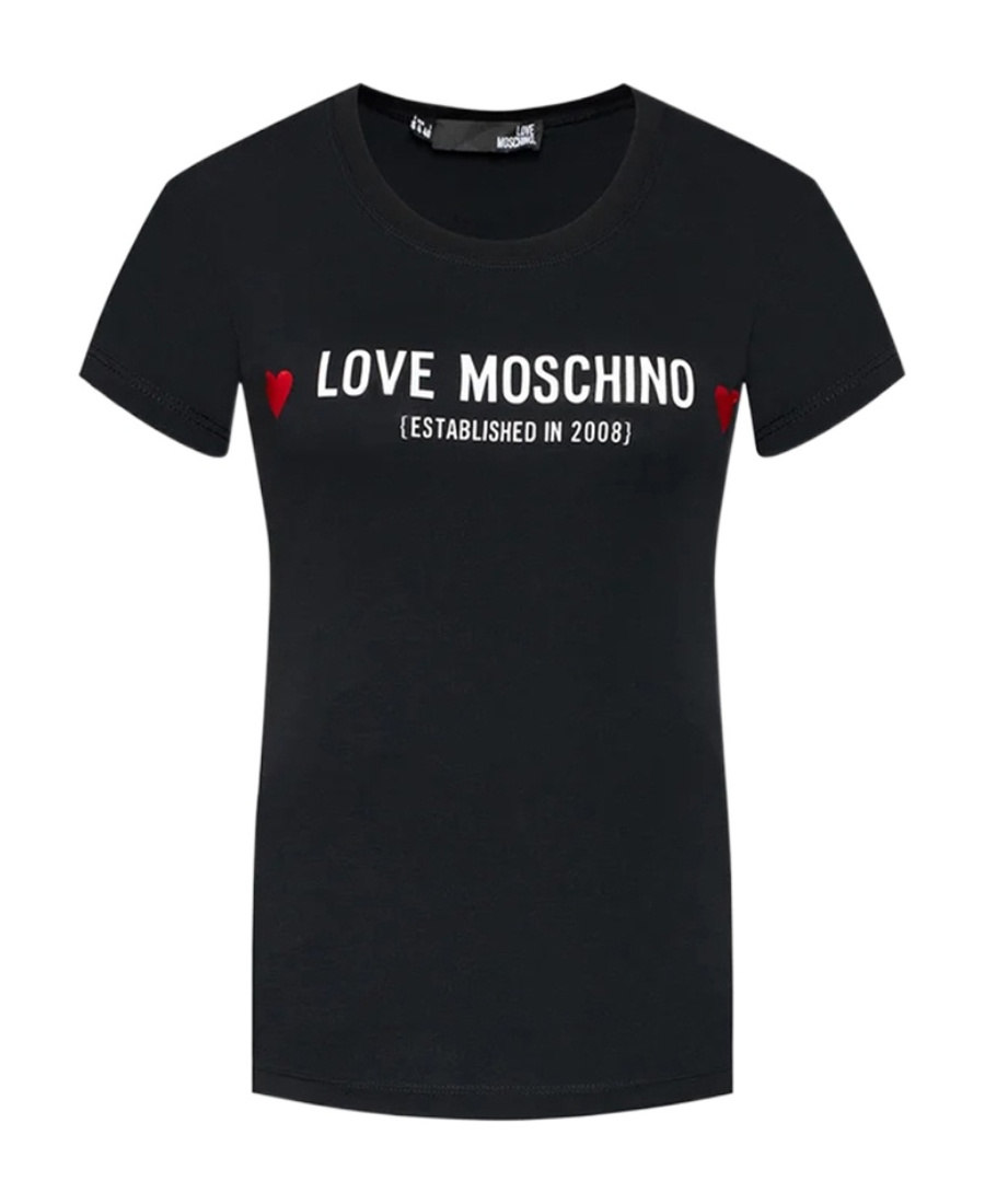 Moschino Round-necked Logo T-shirt In Black