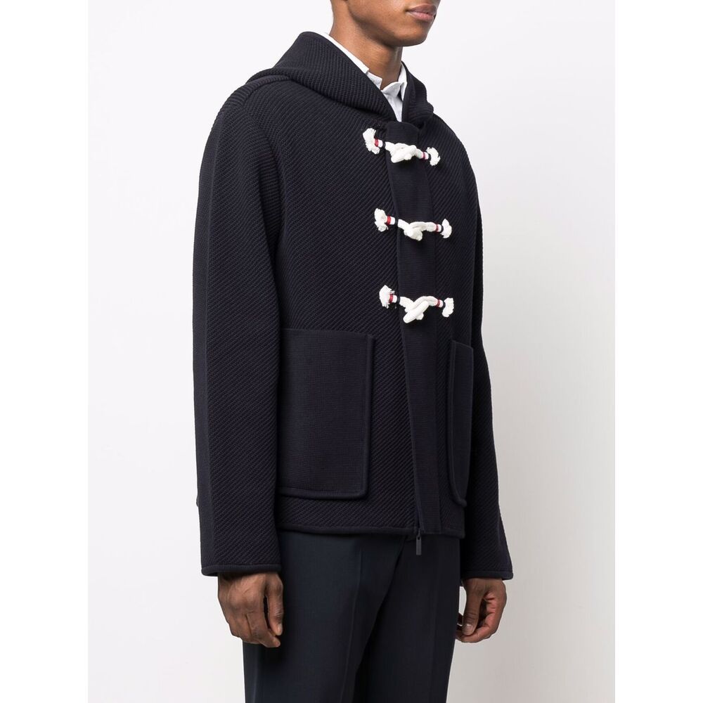 Thom Browne Rwb-stripe Duffle Jacket In Black