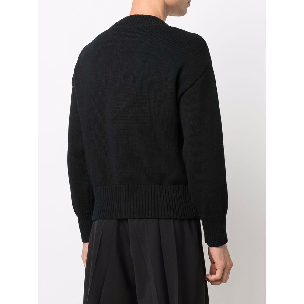 Ami Alexandre Mattiussi Ami Paris Wool Sweater With Heart Intarsia Design In Black