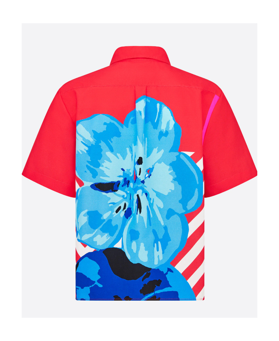 Dior Printed Embroidered Short-sleeved Shirt In Red