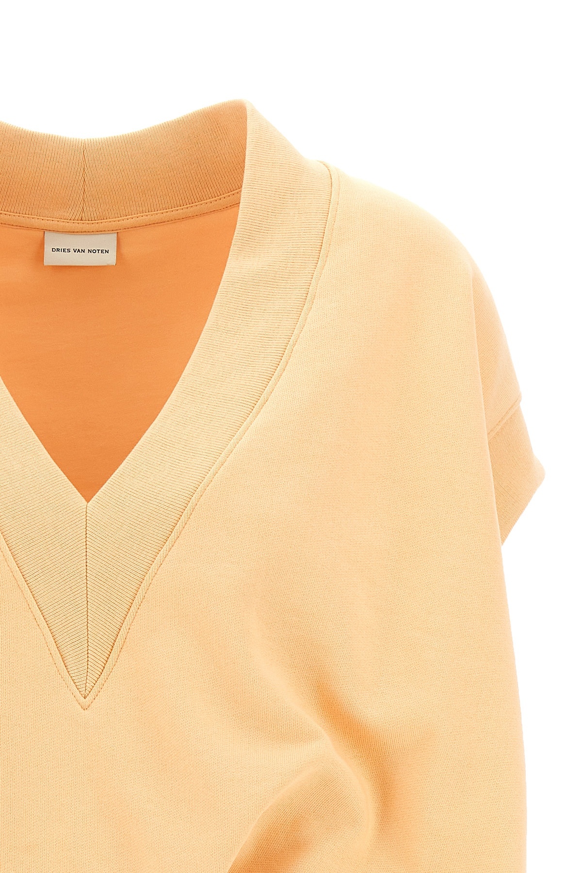 Shop Dries Van Noten Hann V-neck Short-sleeved Sweatshirt In Nude
