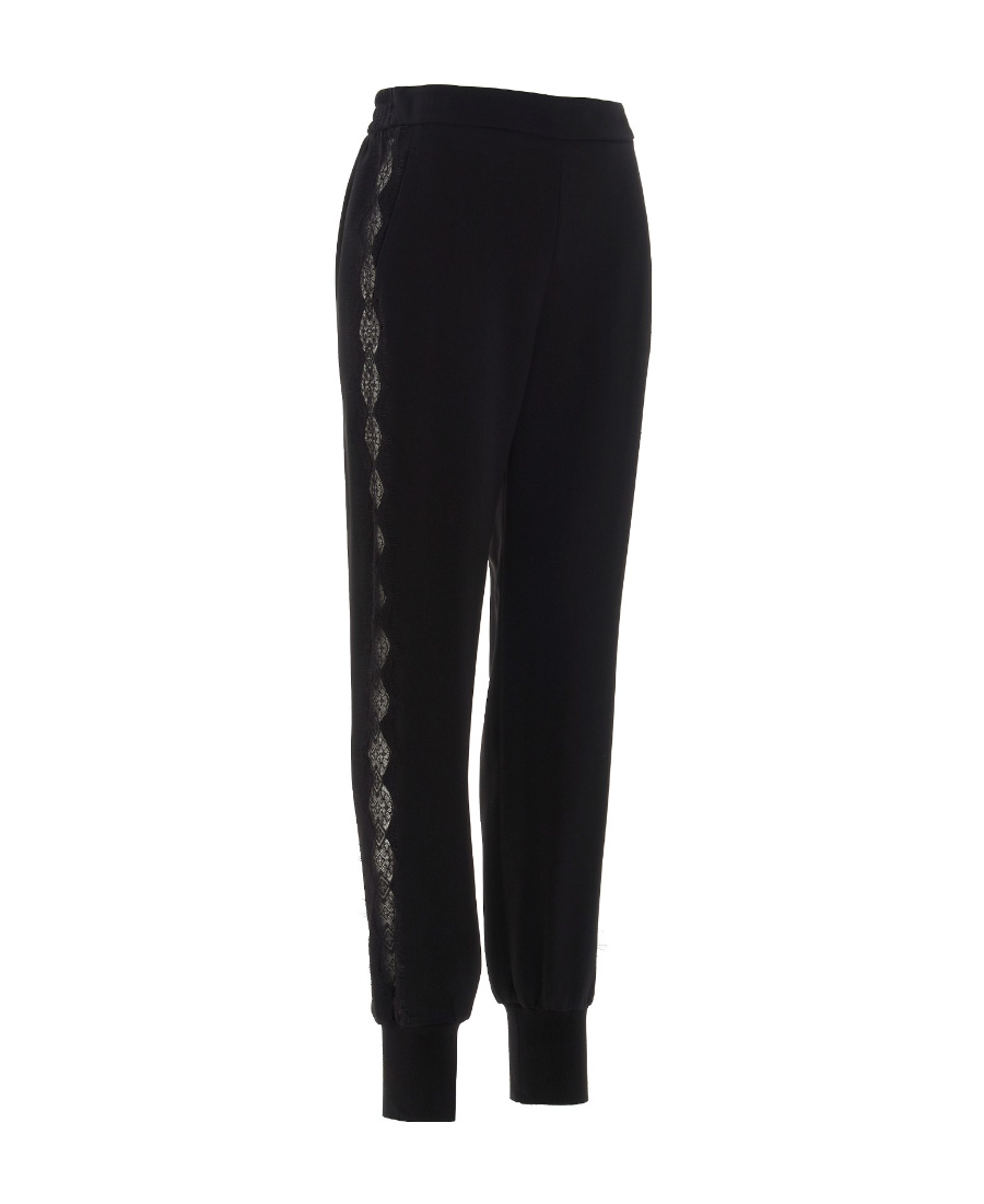 Stella Mccartney Lace Cut-out Tapered Trousers In Black