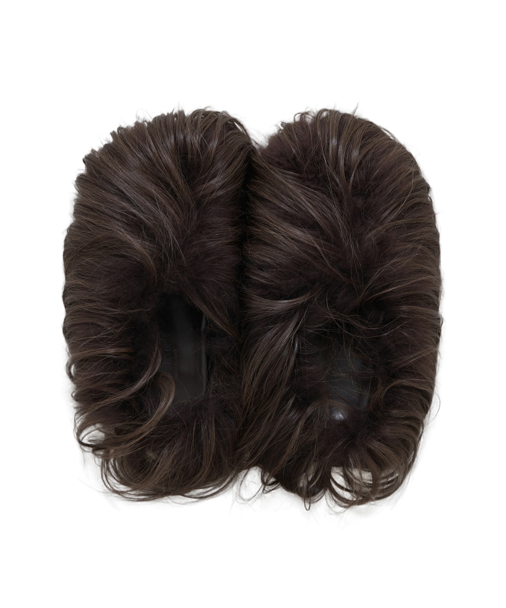 Marni Brown Long Hair Fur Fussbett Slippers In Black