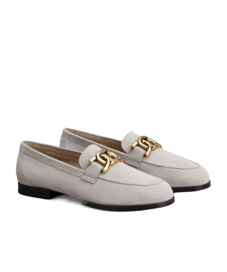 Tod's Chain-detail Suede Loafers In Gray