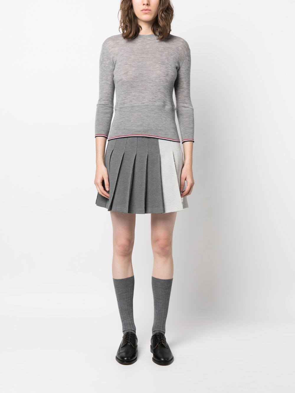 Thom Browne Stripe-trim Knit Jumper In Gray