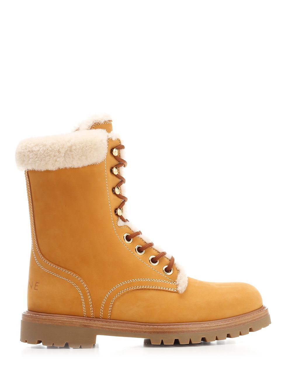 Celine Laced Middle Boots In Orange