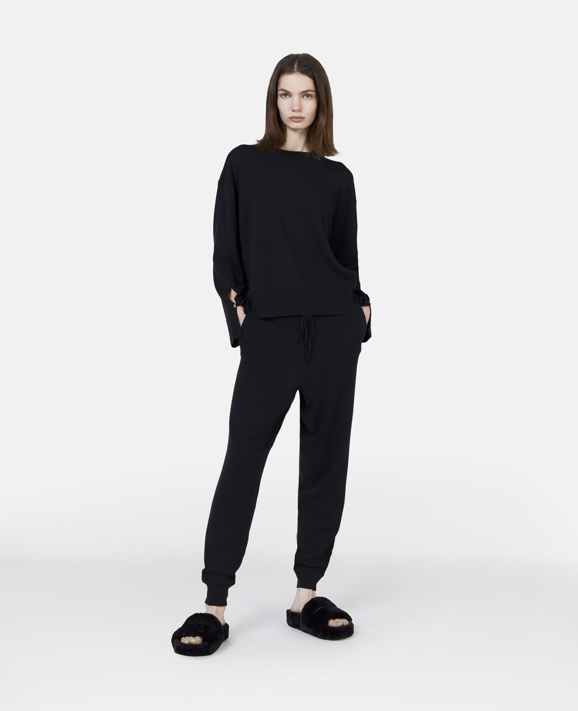 Shop Stella Mccartney Iconics Split-cuff Jumper In Black