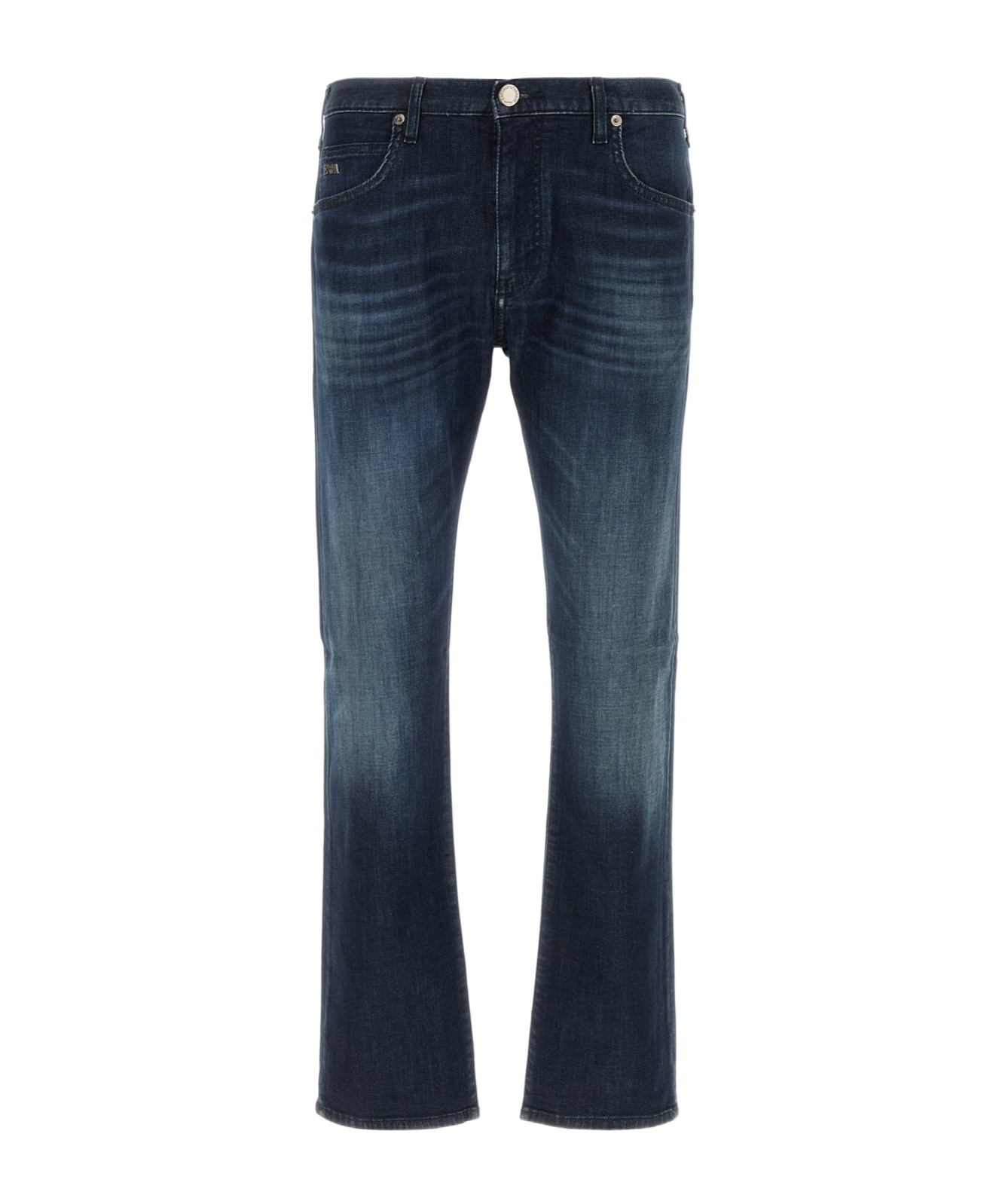 Emporio Armani Faded Effect Stretch Denim Jeans In Black