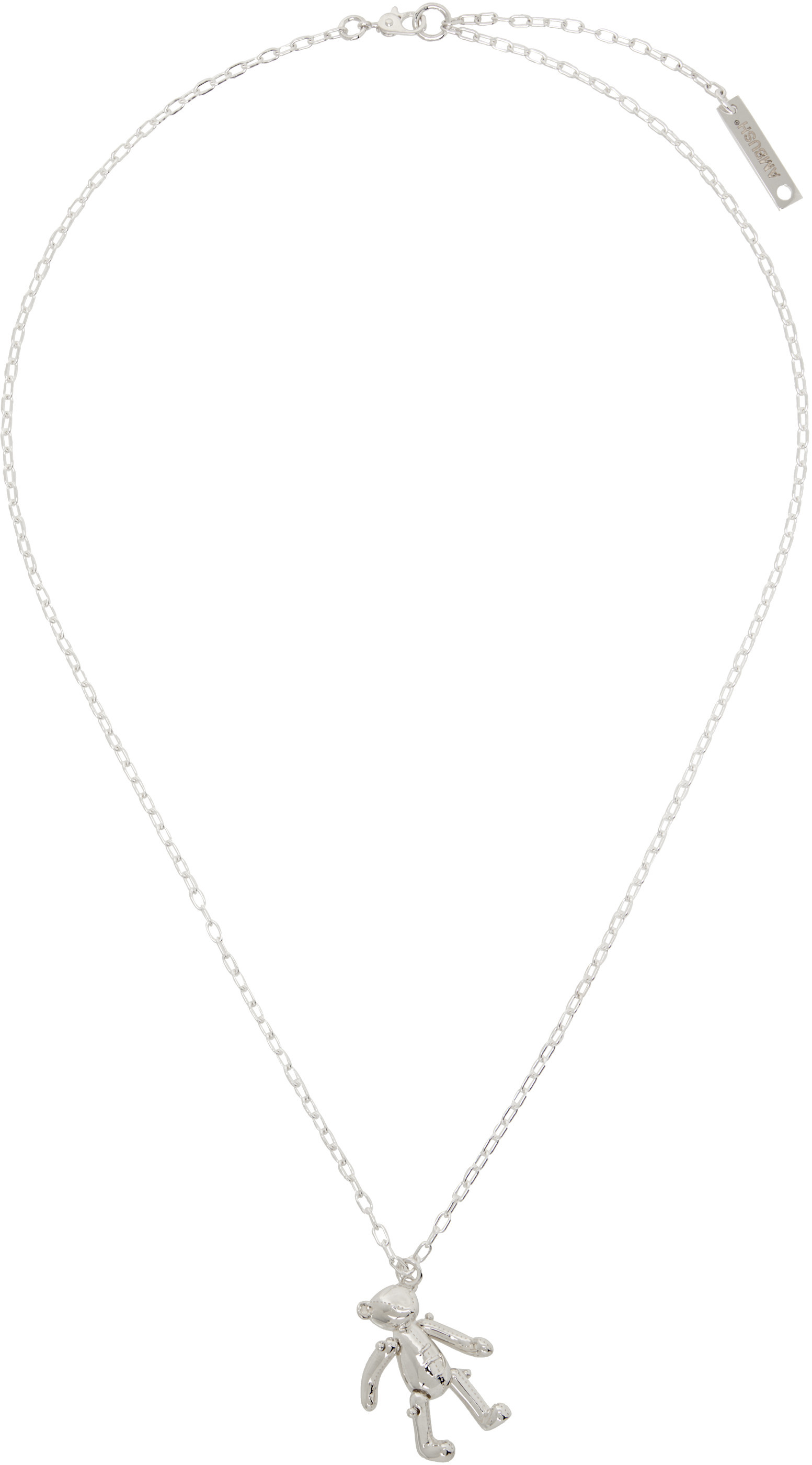 Ambush Teddy Bear Charm Necklace In White